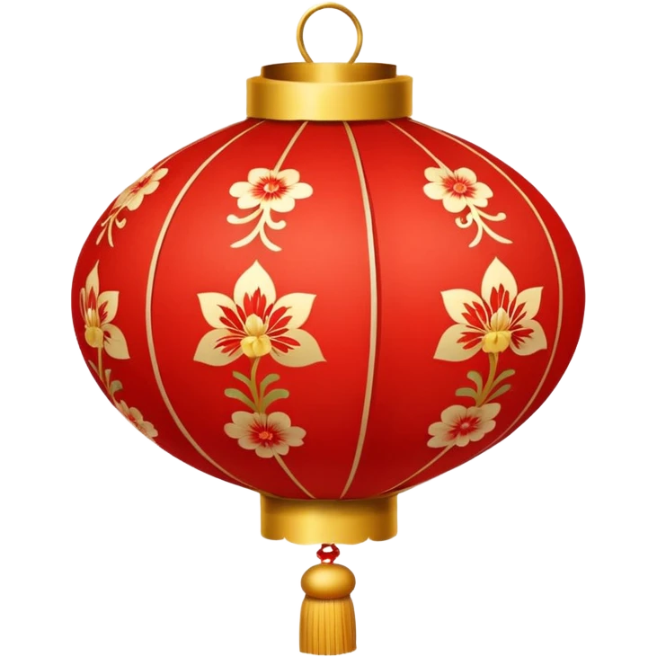 cute chinese red lantern with floral decoratons emoji