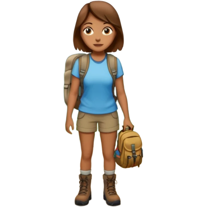 woman hiking in the woods in the sunshine brown hair emoji