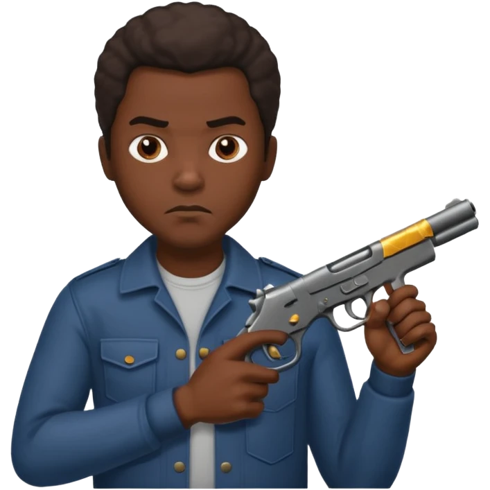 African American gang member terrorist with a gun emoji