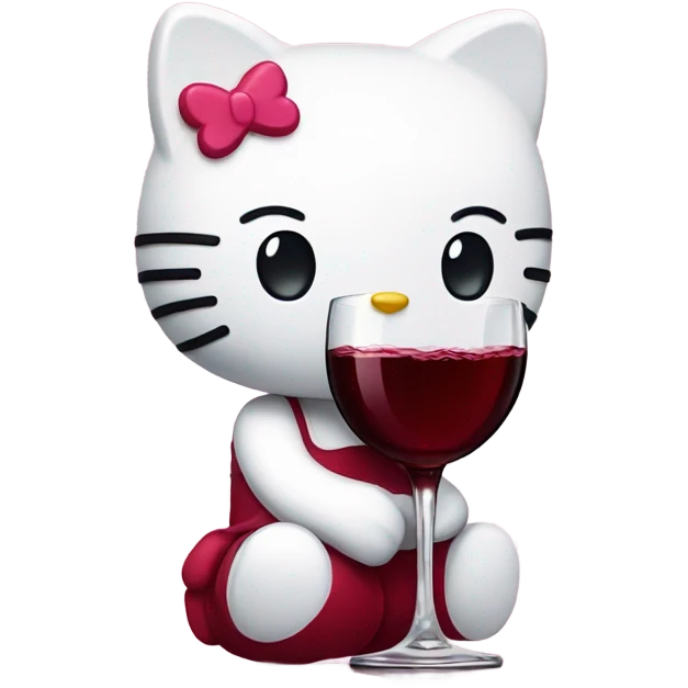 Hello Kitty drinking red wine emoji
