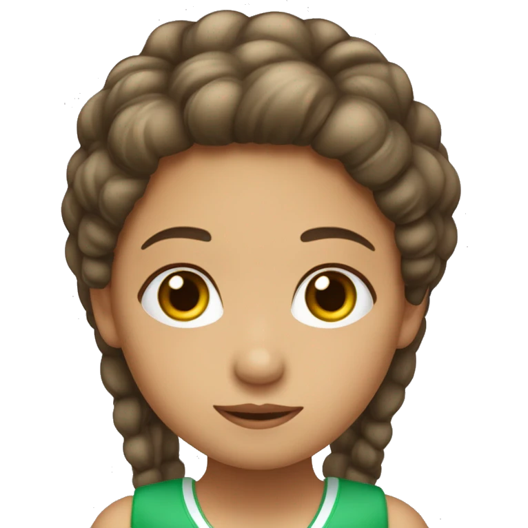 Una niña rizada con ojos verdes blanca y pero marrón emoji