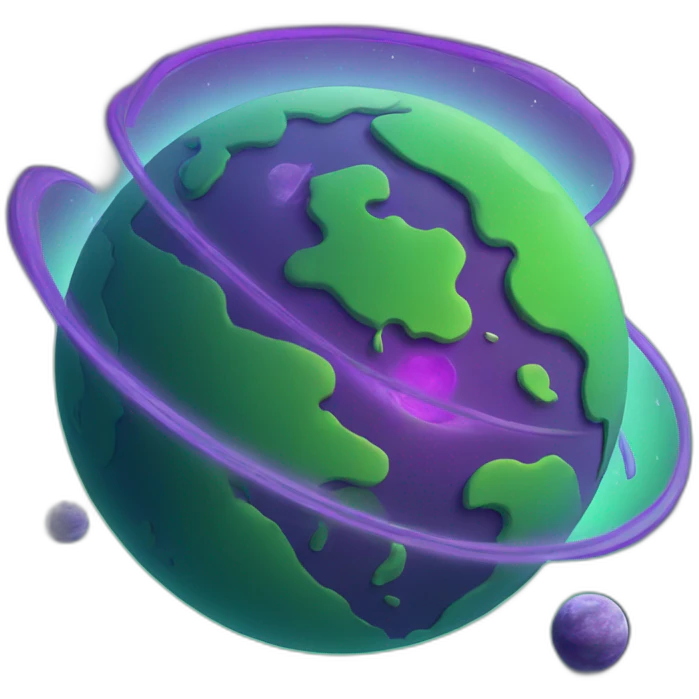 green planet with purple rings emoji