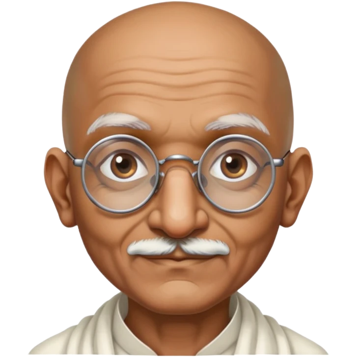 Mahatma Gandhi, Indian freedom fighter with round glasses and bald head emoji