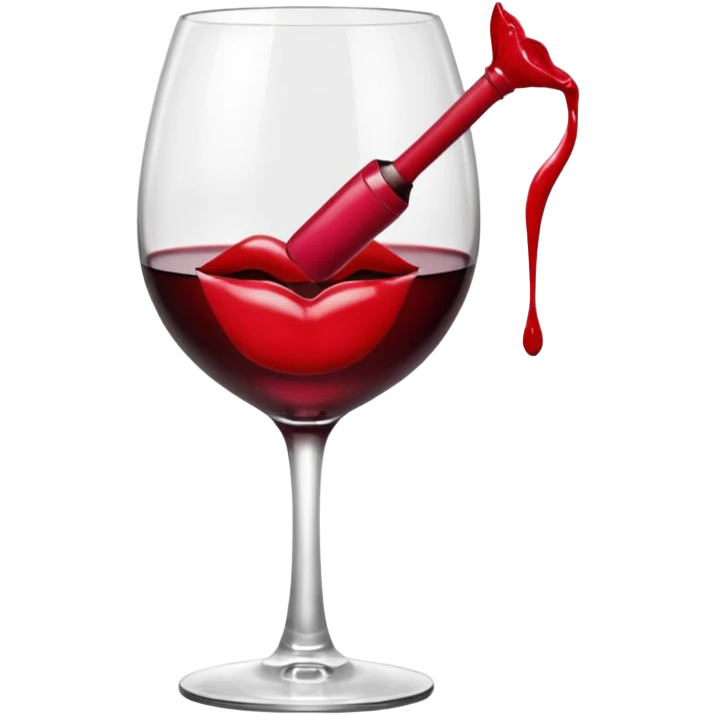 lipstick kiss on red wine glass emoji