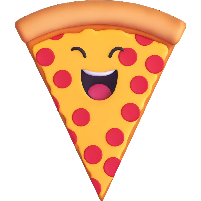 slice of pizza with strong arms, fun and bold, 3D emoji style emoji