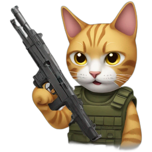 Cat holding gun emoji