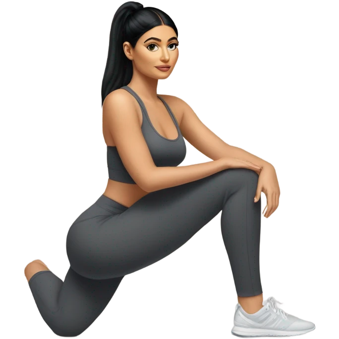 Kylie Jenner squatting  in yoga pants emoji