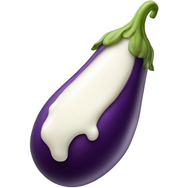 eggplant with milk oozing out milk from the bottom emoji