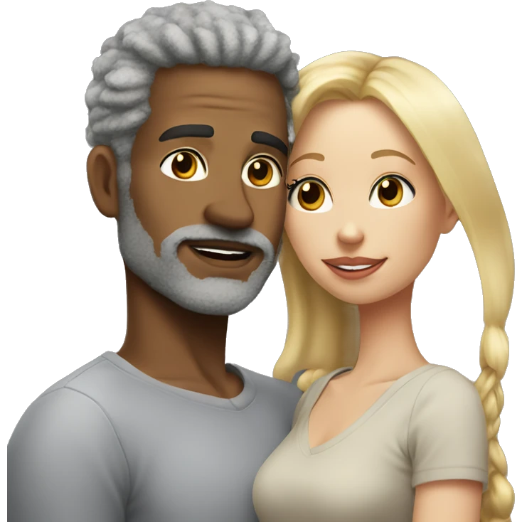 Realistic man grey no facial hair kissing woman blonde  emoji