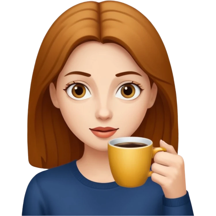 Woman drinking coffee and The edges of the eyes are wide open in the morning  emoji