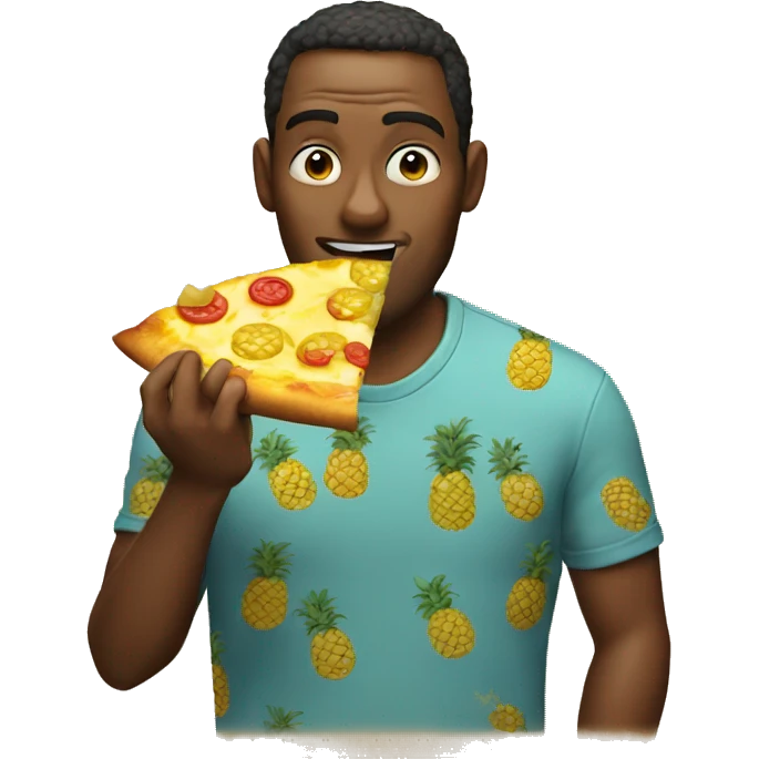 Man eating pineapple on pizza emoji