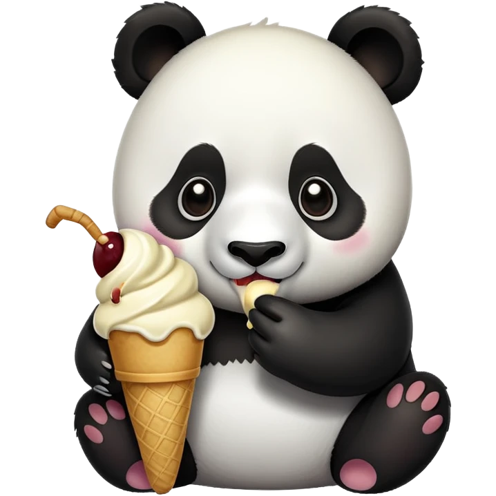 Panda eating ice cream emoji