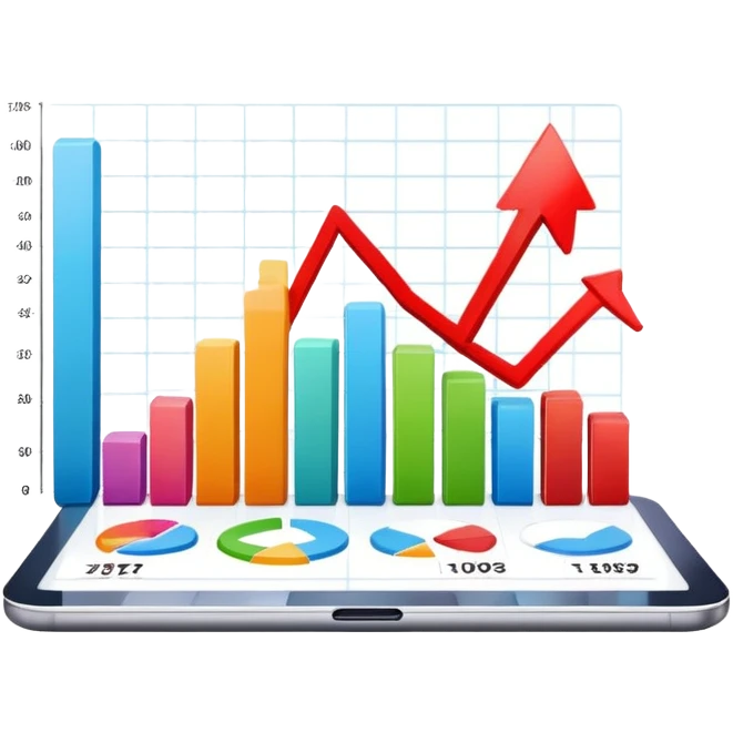 business chart with rising statistics emoji