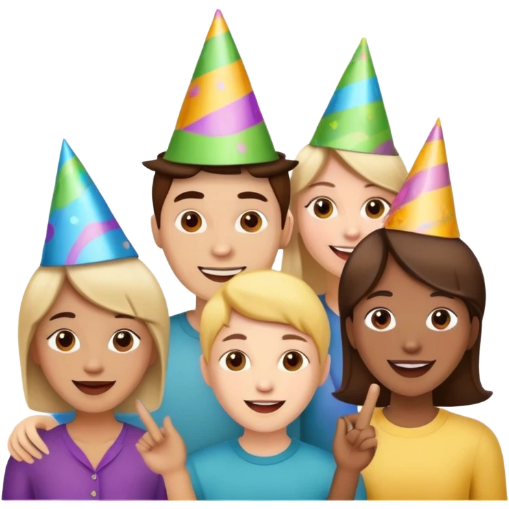 group of people wearing hats, cheerful expressions emoji