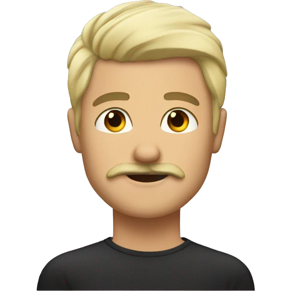Mean with brown mustache and brown chin hair with bleached blonde hair saying thanks emoji
