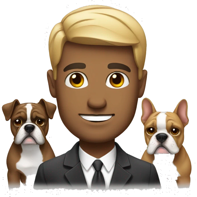 Hombre con bulldog francés  emoji