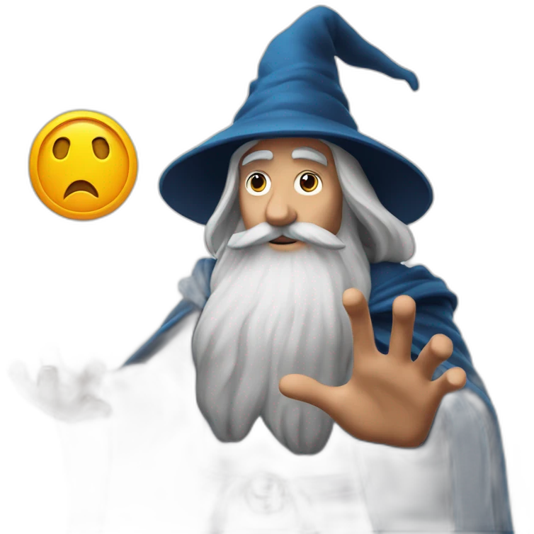 the wizard is looking at the instagram logo on his hand emoji