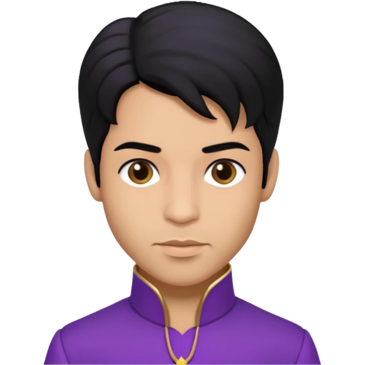 Prince Rogers Nelson with olive skin, black hair, purple outfit emoji