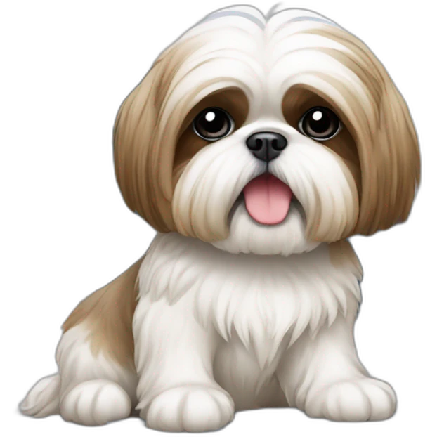 Shih tzu sitting with computer emoji