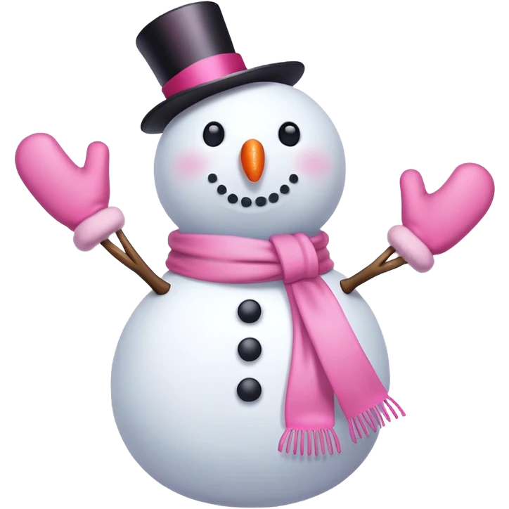 Pink Bow on white snowman with pink accessories emoji