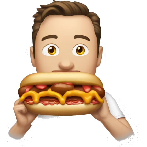 Elon Musk eating a hotdog emoji