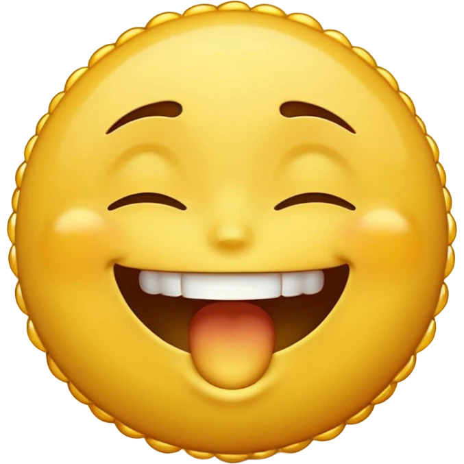 classic yellow emoji face, laughing but with exhaustion emoji