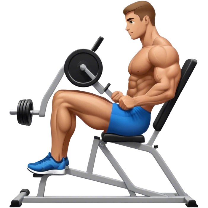 side-view bodybuilder seated weighted calf-raise machine lower leg exercise emoji