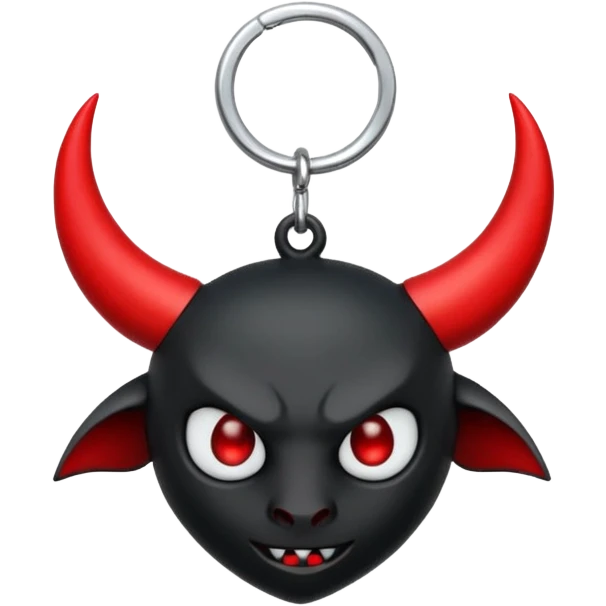 devil bow, minimalist, matte black, sharp edges, small red horn charm, modern dark aesthetic emoji