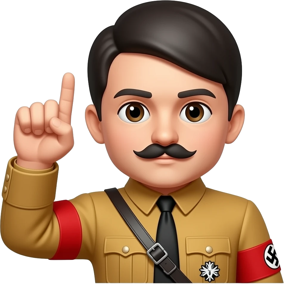 Hitlet avec sa petite moustache avec le salut hitlerien emoji