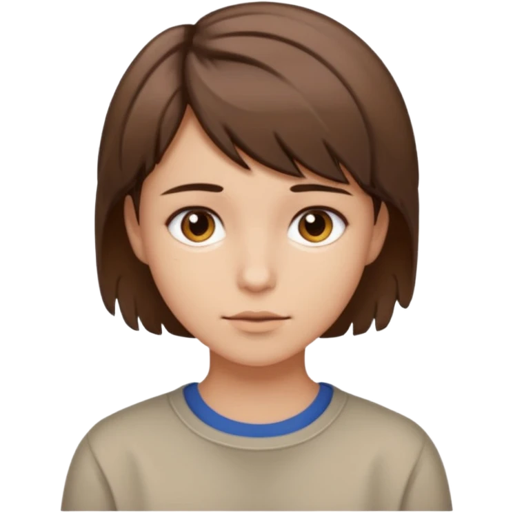 face of a young person with short messy brown hair and neutral look emoji