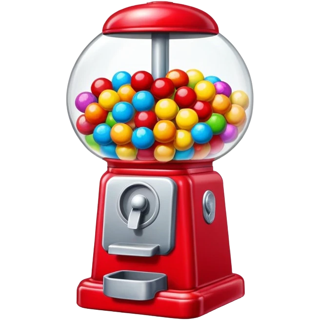 Red Bubblegum machine with multicolored gumballs emoji