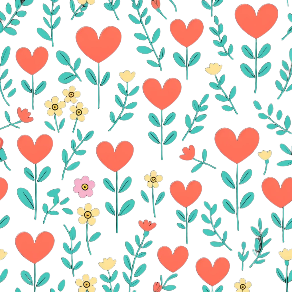Mother's Day sticker, heart and flowers, cheerful, cartoon style emoji