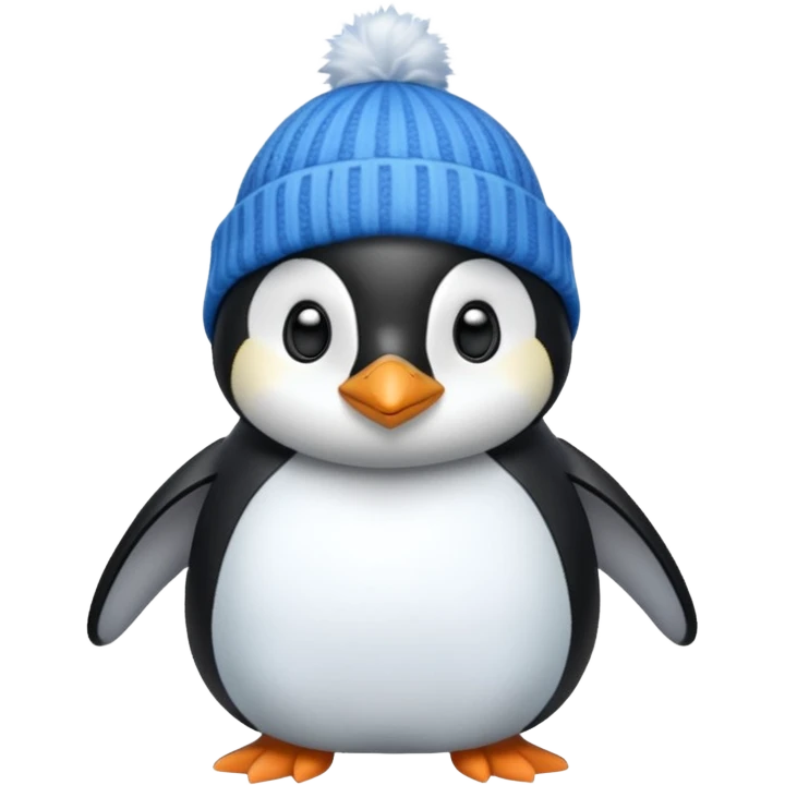 Penguin with blue beanie and blue shoes emoji