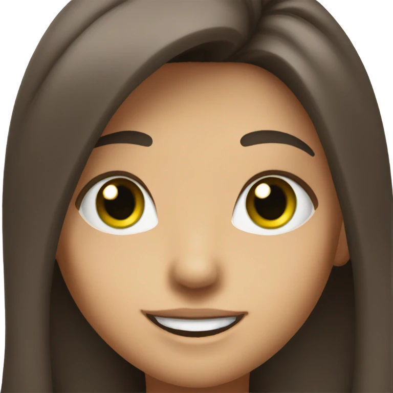 brunette with long hair and green eyes smiles sweetly emoji