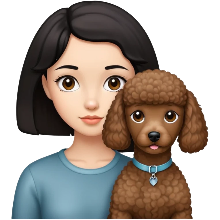 girl with short black  straig hair and a brown poodle emoji