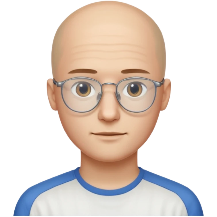 он лысый должен быть очень молодой парень лет 18 , очень тонкие очки, а так же борода нужно прямо еще моложе

 emoji