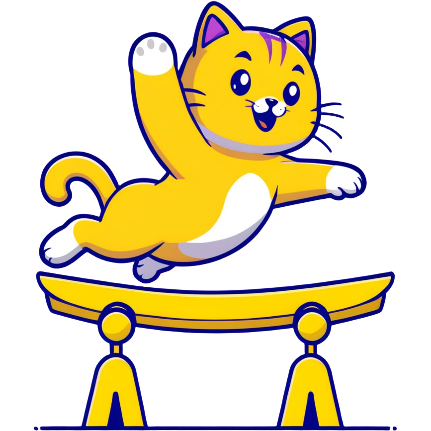 Yellow cat playing pommel horse emoji