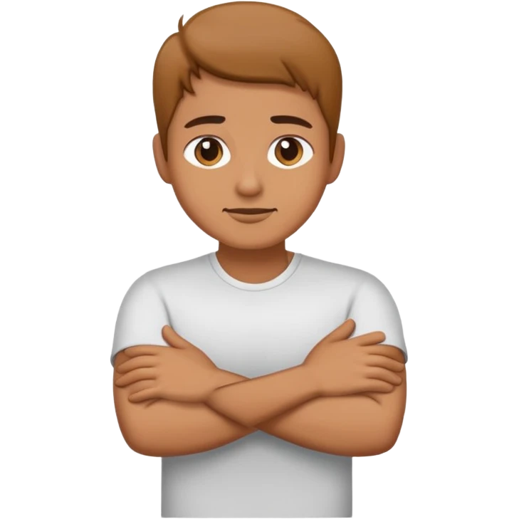 Make a person with their arms crossed and their hands holding the front of their r neck  emoji