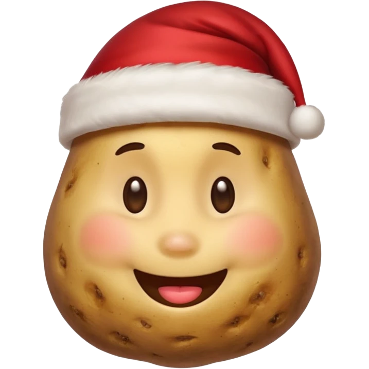 Potato with a smile face and a Santa Christmas hat on emoji