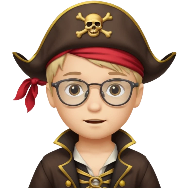 kid boy with pirate costume wearing glasses emoji