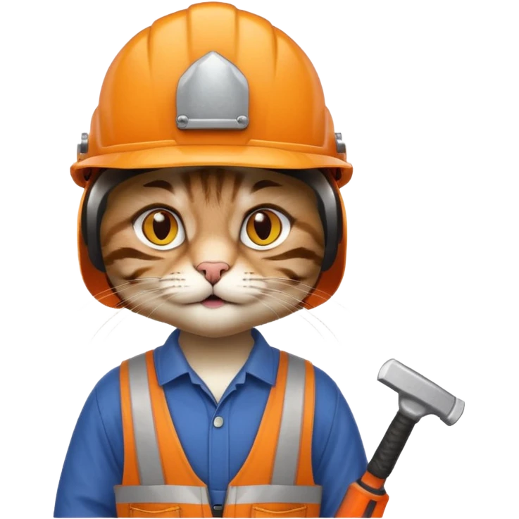 cat, handyman Outfit, wearing a Helmet emoji
