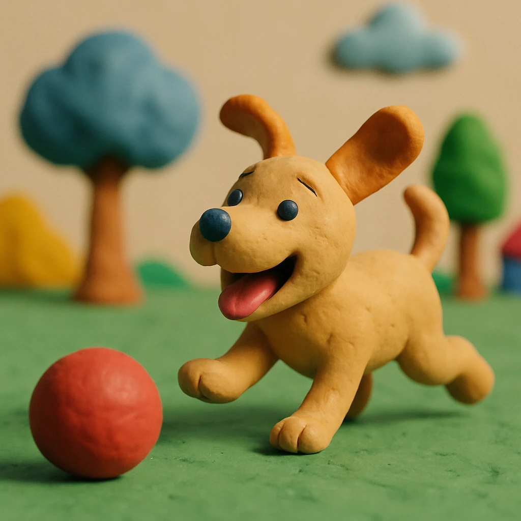 happy dog running after ball emoji