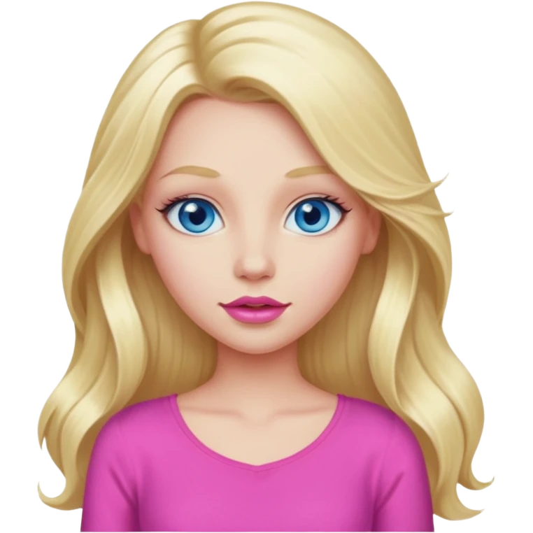 blonde girl blue eyes big pink lips bimbo pink top diva long hair  emoji