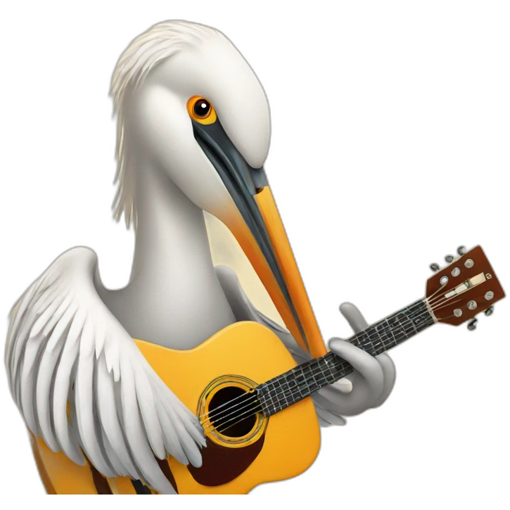 Pelican plays guitar emoji