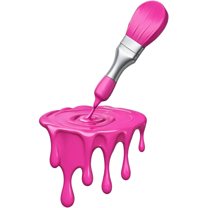 flying art brush dripping pink slop emoji