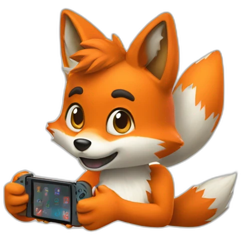 a fox playing nintendo switch emoji