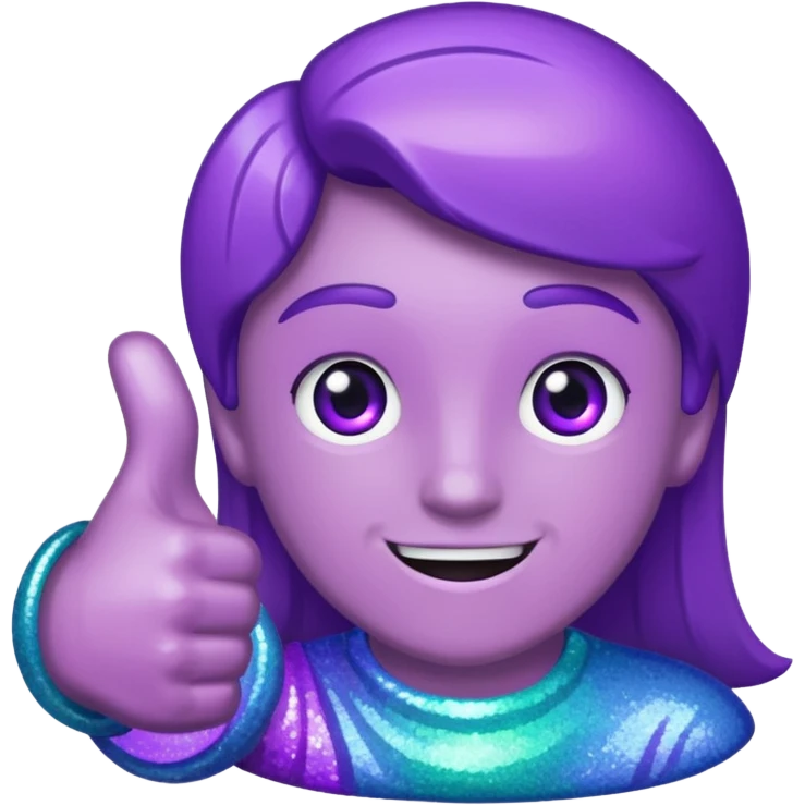 Glitter purple and cian thumbs up emoji