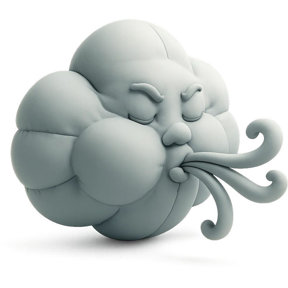 cloud blowing wind, soft plush cushion style emoji