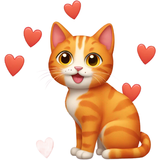 orange cat with hearts emoji