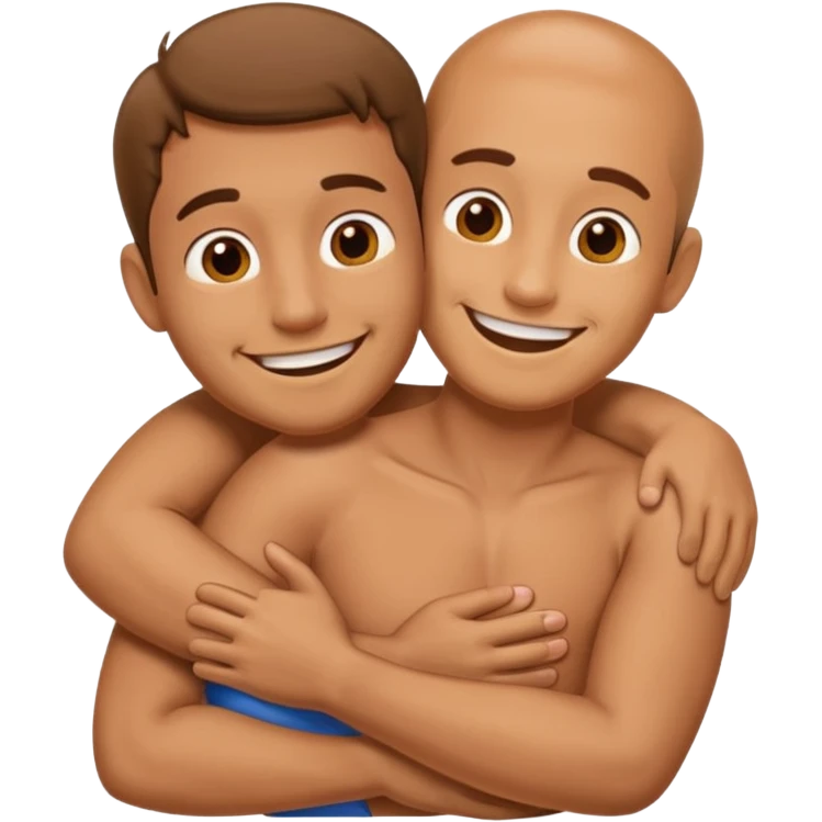 Man hugging a Penis emoji